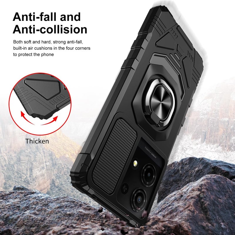 Mocotto for TCL K32/K33 5G 2025 Phone Case with Tempered Glass Screen Protector,Military Grade Shockproof Protective Cover,with Ring Kickstand (Black) - Image 5